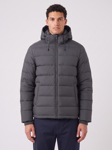 Men's Hooded Puffer Jacket in Dark Grey