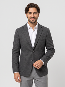Men's Textured Wool Blend Blazer in Grey