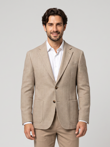 Men's Textured Wool Blend Blazer in Beige