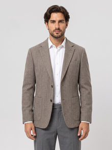 Men's Textured Wool Blend Blazer in Taupe