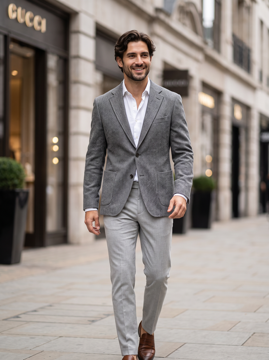 Men's Textured Wool Blend Blazer in Grey – view 4