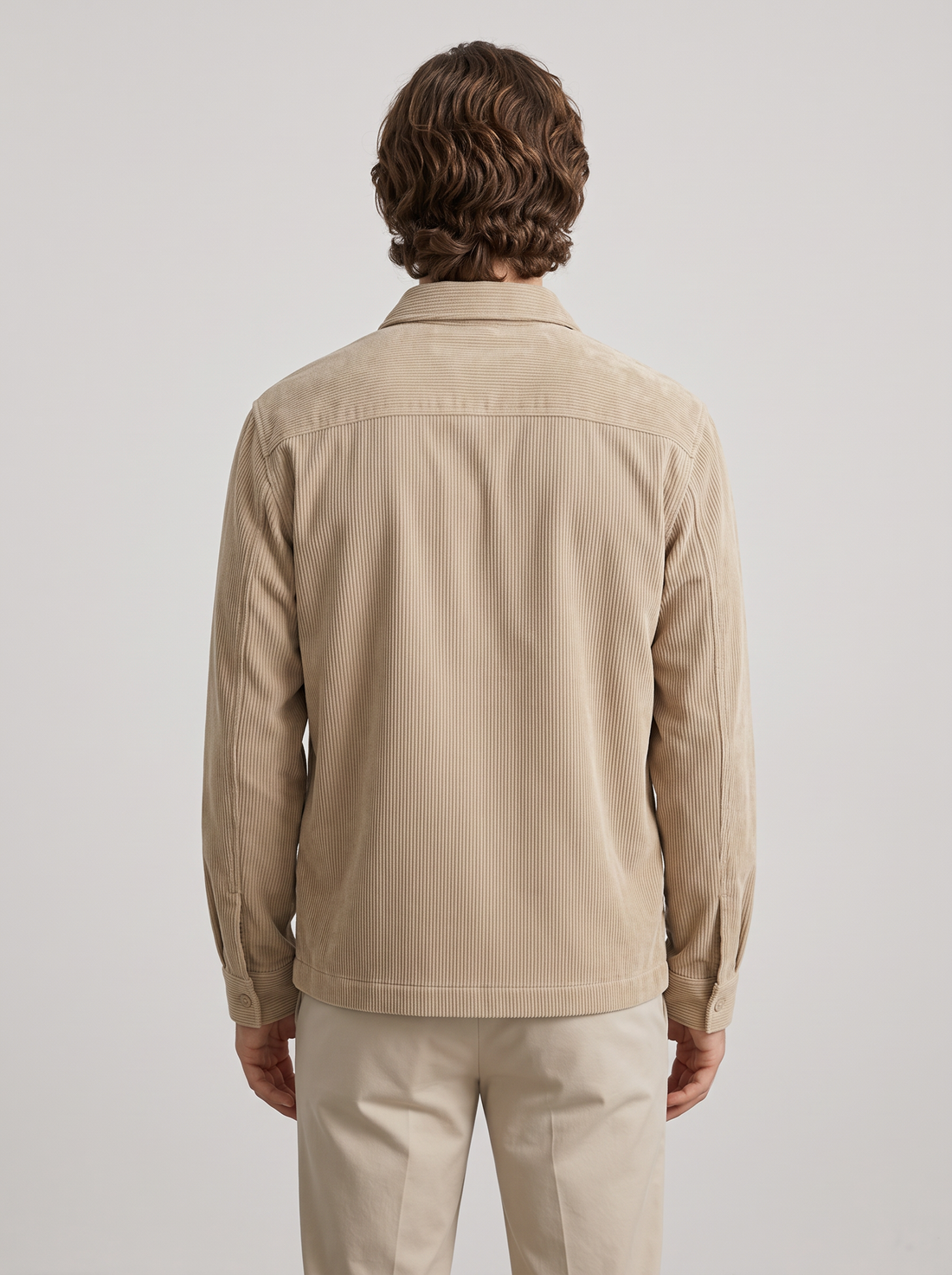 Men's Corduroy Button Up Shirt in Beige