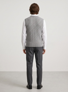 Men's Cable Knit Sweater Vest in Grey – view 2
