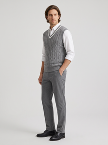 Men's Cable Knit Sweater Vest in Grey – view 3