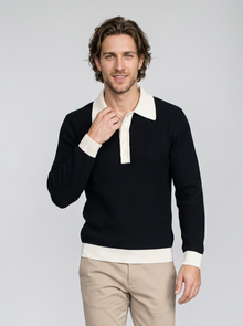 Knitted Polo Jumper Black