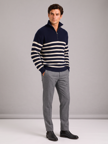 Men's Striped Half Zip Jumper navy three quarter