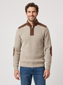 Men's Quarter Zip Jumper beige front