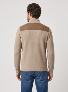 Men's Quarter Zip Jumper beige back