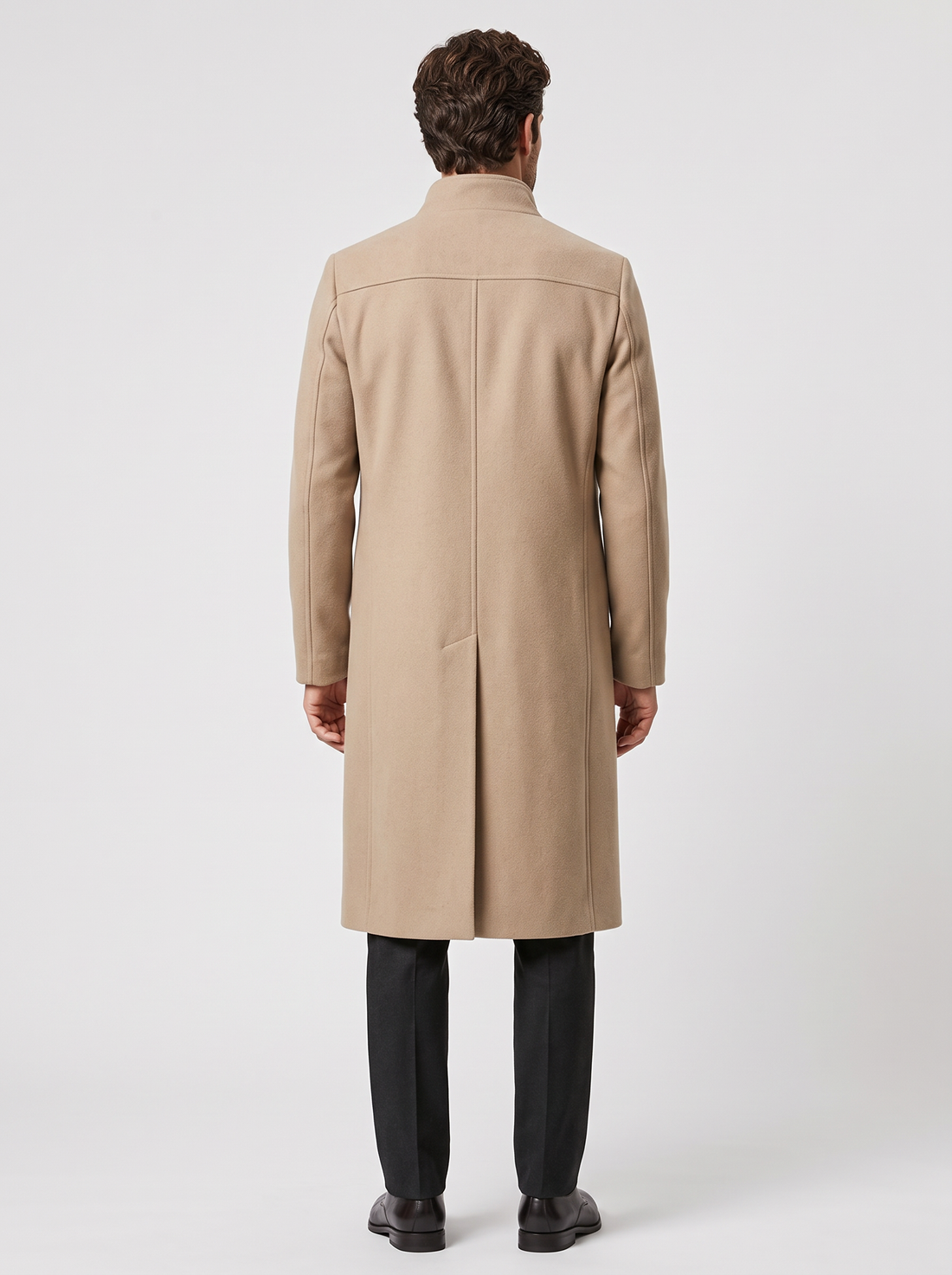 Men's Long Overcoat beige front