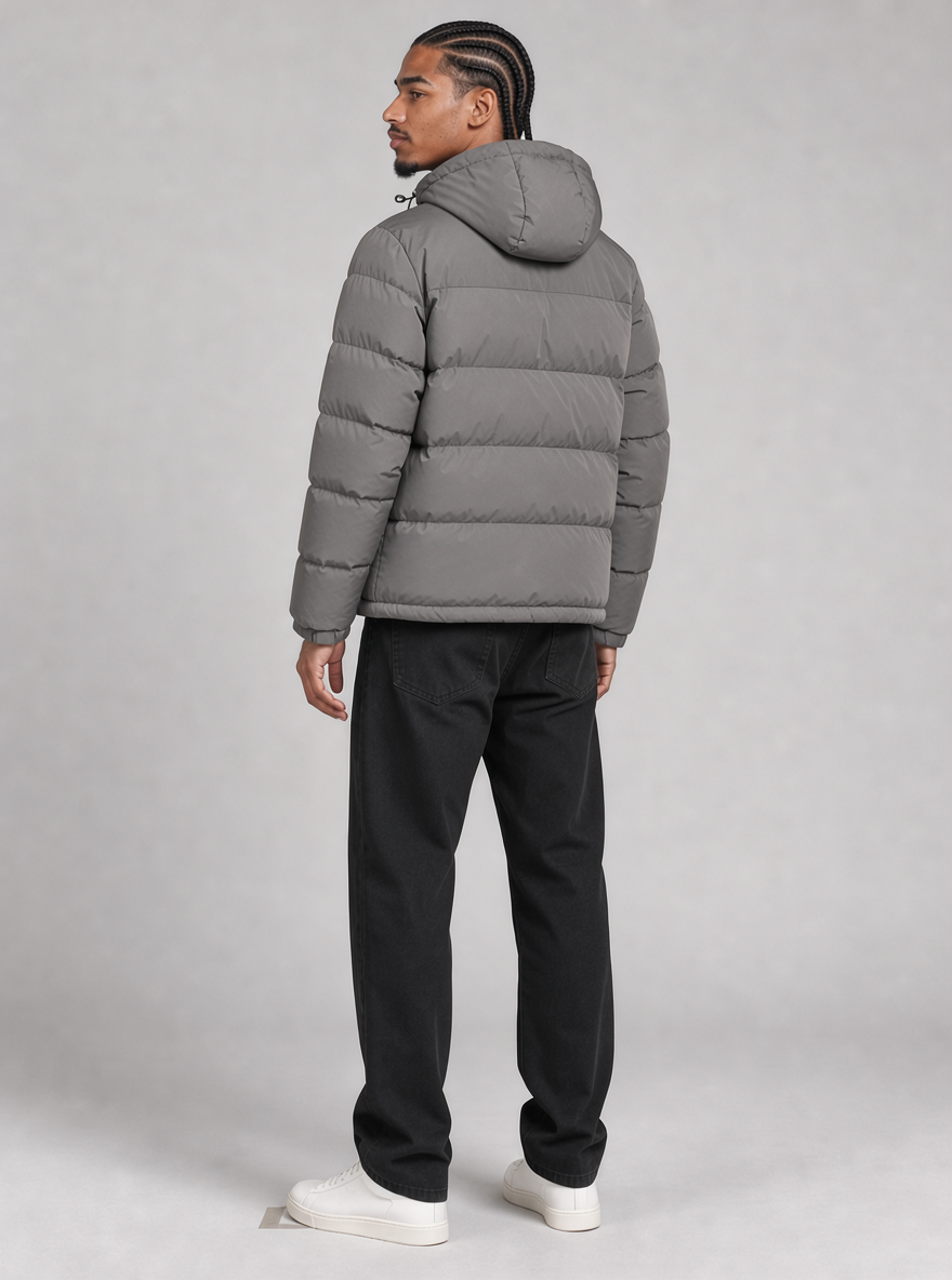 Men's Hooded Puffer Jacket – Insulated Quilted Winter Coat