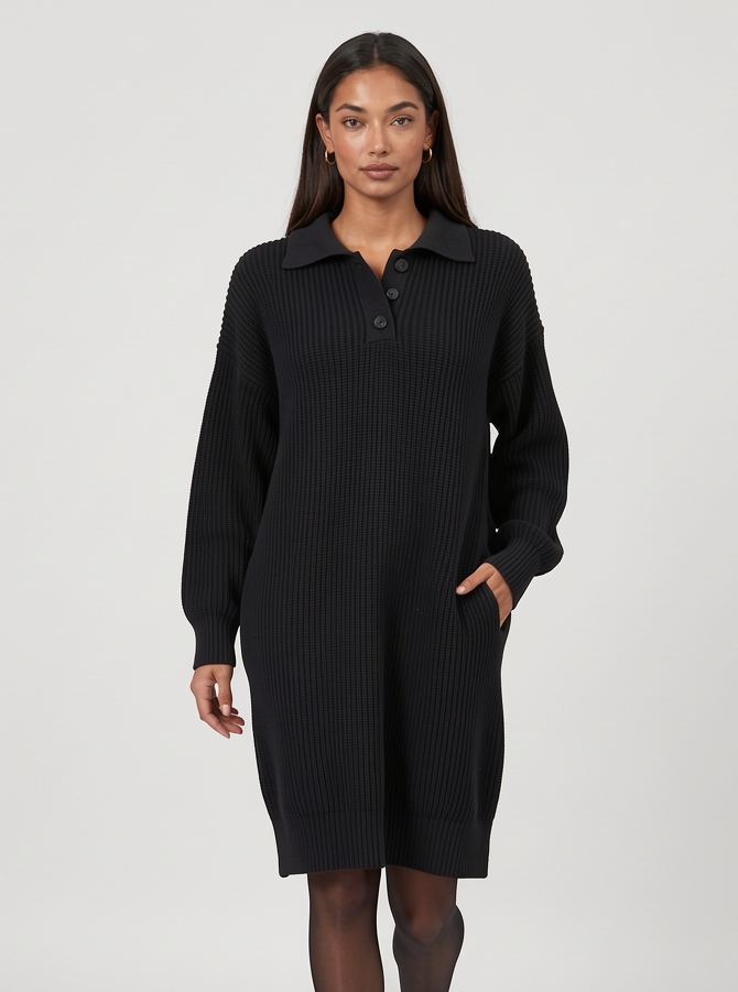 Women's knitted jumper dress in black