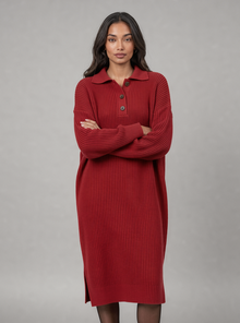 Women's knitted jumper dress in red