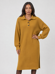 Women's knitted jumper dress in yellow