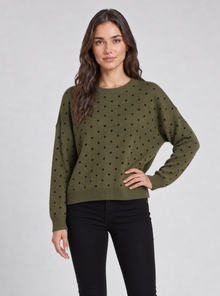 Women's polka dot crewneck jumper in green