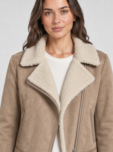 Women's aviator jacket sherpa collar and zip detail