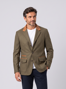 Men's khaki vintage field jacket with contrast trim