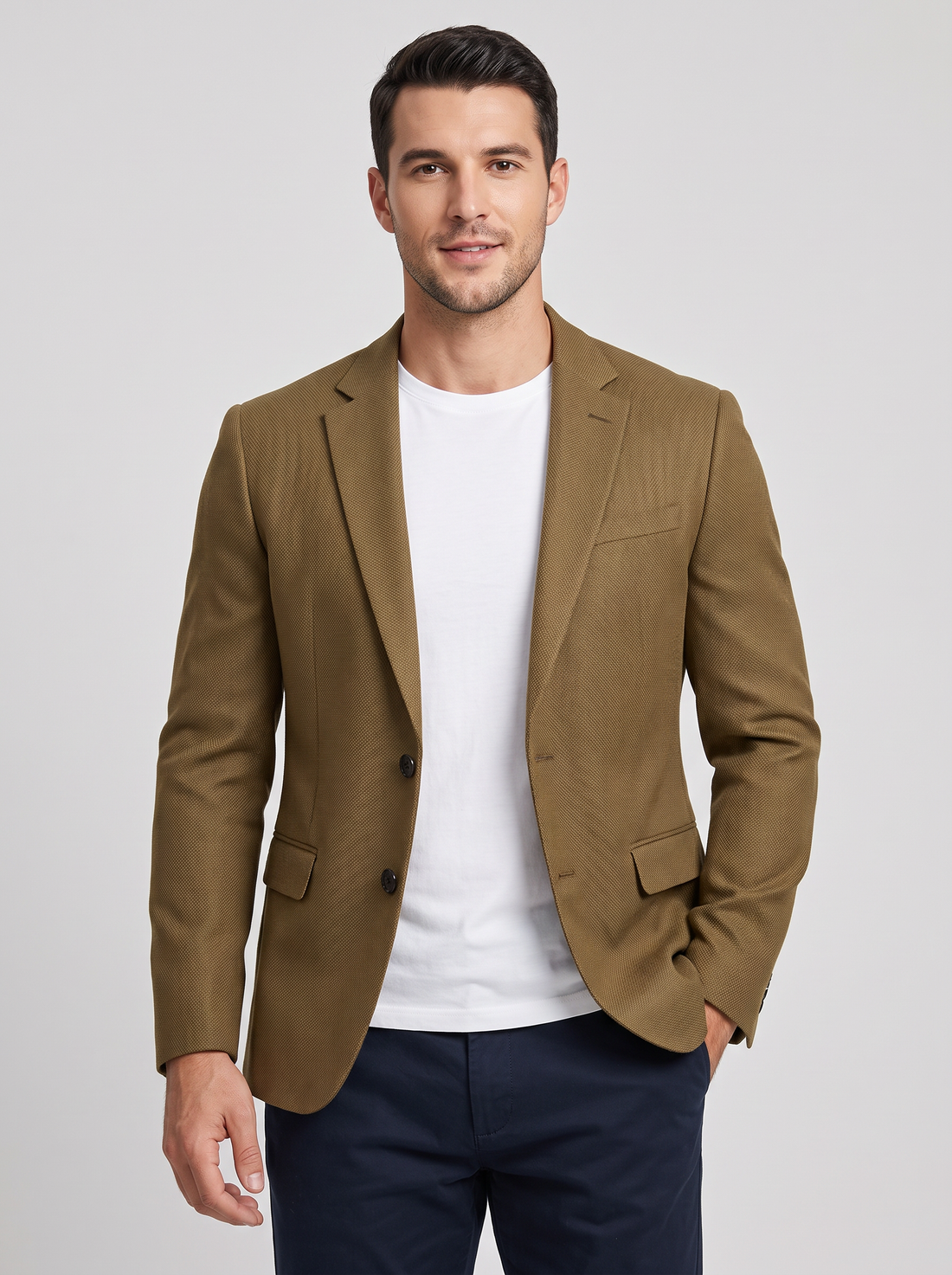 Men's Casual Blazer – Single Breasted Smart Casual Jacket in Brown – front view