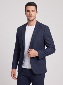 Men's Casual Blazer – Single Breasted Smart Casual Jacket in Navy Blue – front view