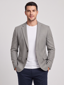Men's Casual Blazer – Single Breasted Smart Casual Jacket in Light Grey – front view