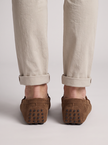 Men's Driving Loafers – Suede-Look Slip-On Moccasins in Brown – back view