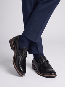 Men's Dress Loafers – Polished Leather-Look Slip-On Formal Shoes in Black