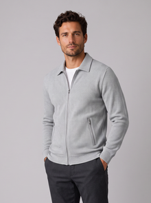 Men's grey textured zip-up jacket
