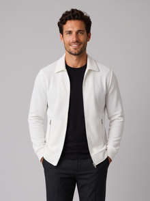 Men's white textured zip-up jacket