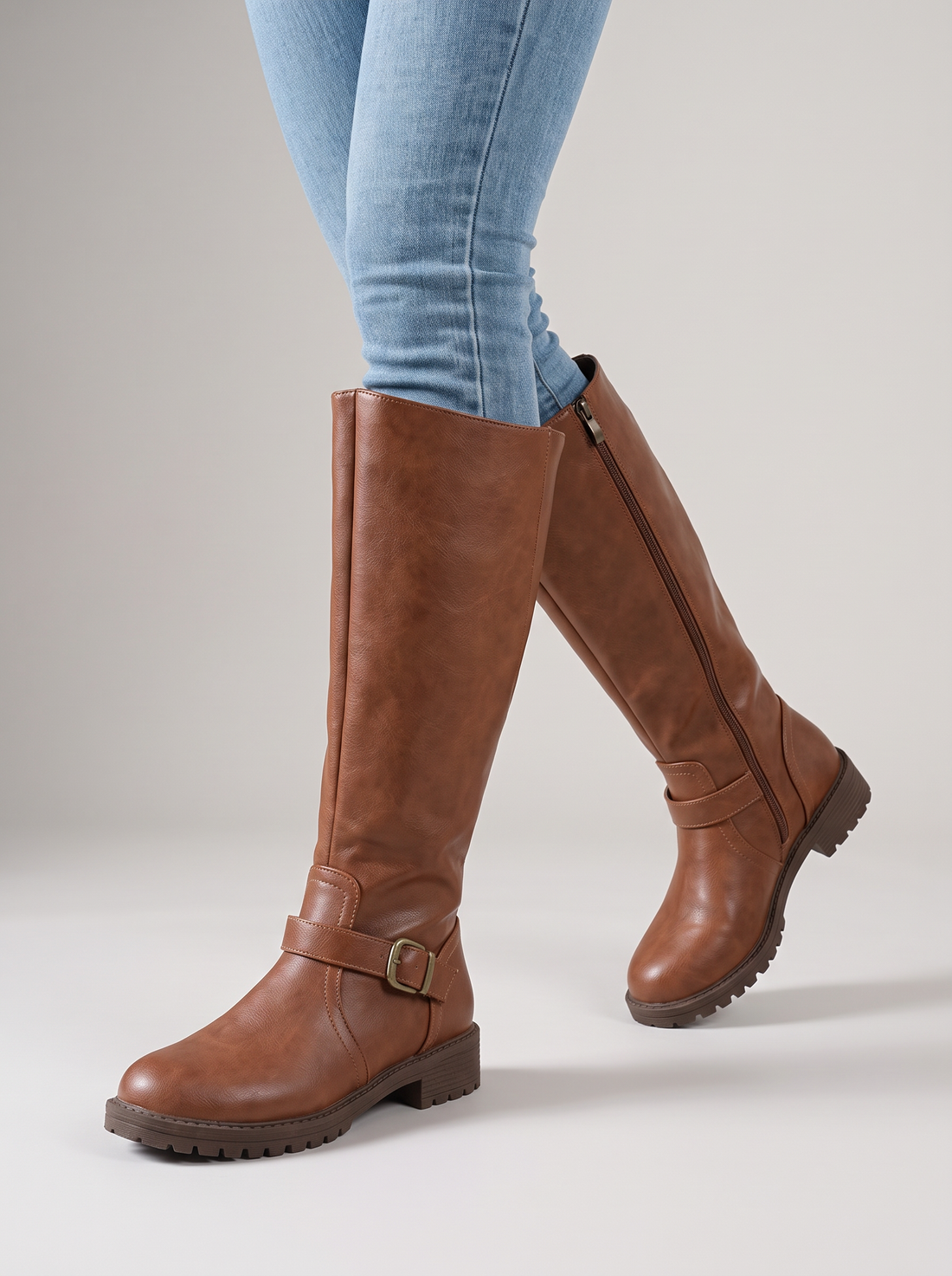 Women's Buckle Boots – Retro Boots in Brown