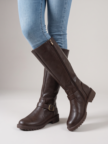 Women's Buckle Boots – Retro Boots in Dark Brown