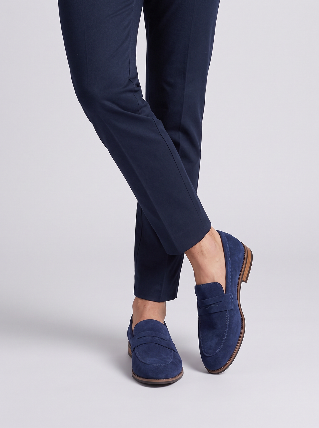 Men's Loafers – Strap Detail Slip-On Dress Shoes in Royal Blue