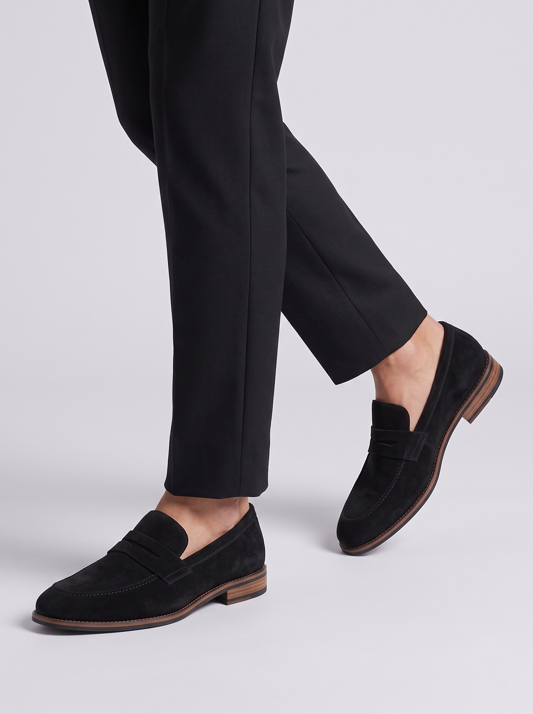 Men's Loafers – Strap Detail Slip-On Dress Shoes in Black