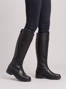 Women's Waterproof Knee High Boots with Lug Sole in Black