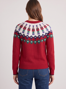 Women's Christmas Jumper – Red Fair Isle Nutcracker Knitted Jumper – back view