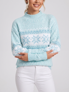 Women's Snowflake Jumper – Cosy Nordic Knit Christmas Jumper in Blue