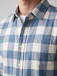 Brushed cotton buffalo check flannel – close-up