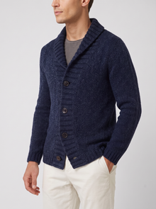 Men's navy shawl collar cardigan