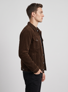 Men's brown corduroy trucker jacket – side