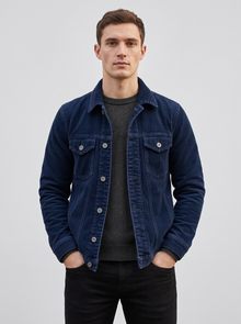 Men's navy corduroy trucker jacket