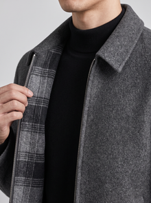 Wool blend jacket plaid lining – close-up