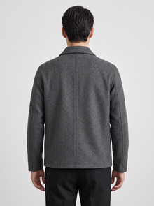 Men's grey wool blend zip up jacket – back