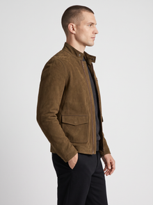 Men's Suede Jacket in Brown – side view
