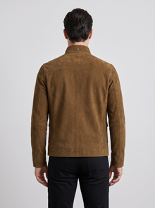 Men's Suede Jacket in Brown – back view