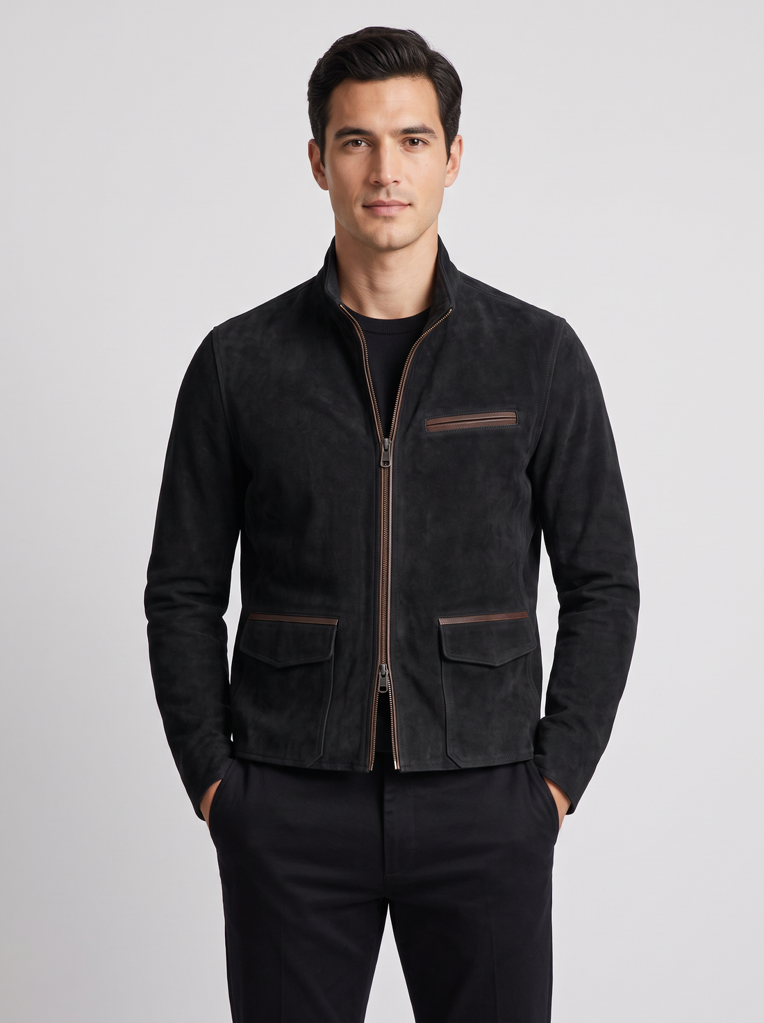 Men's Suede Jacket in Black