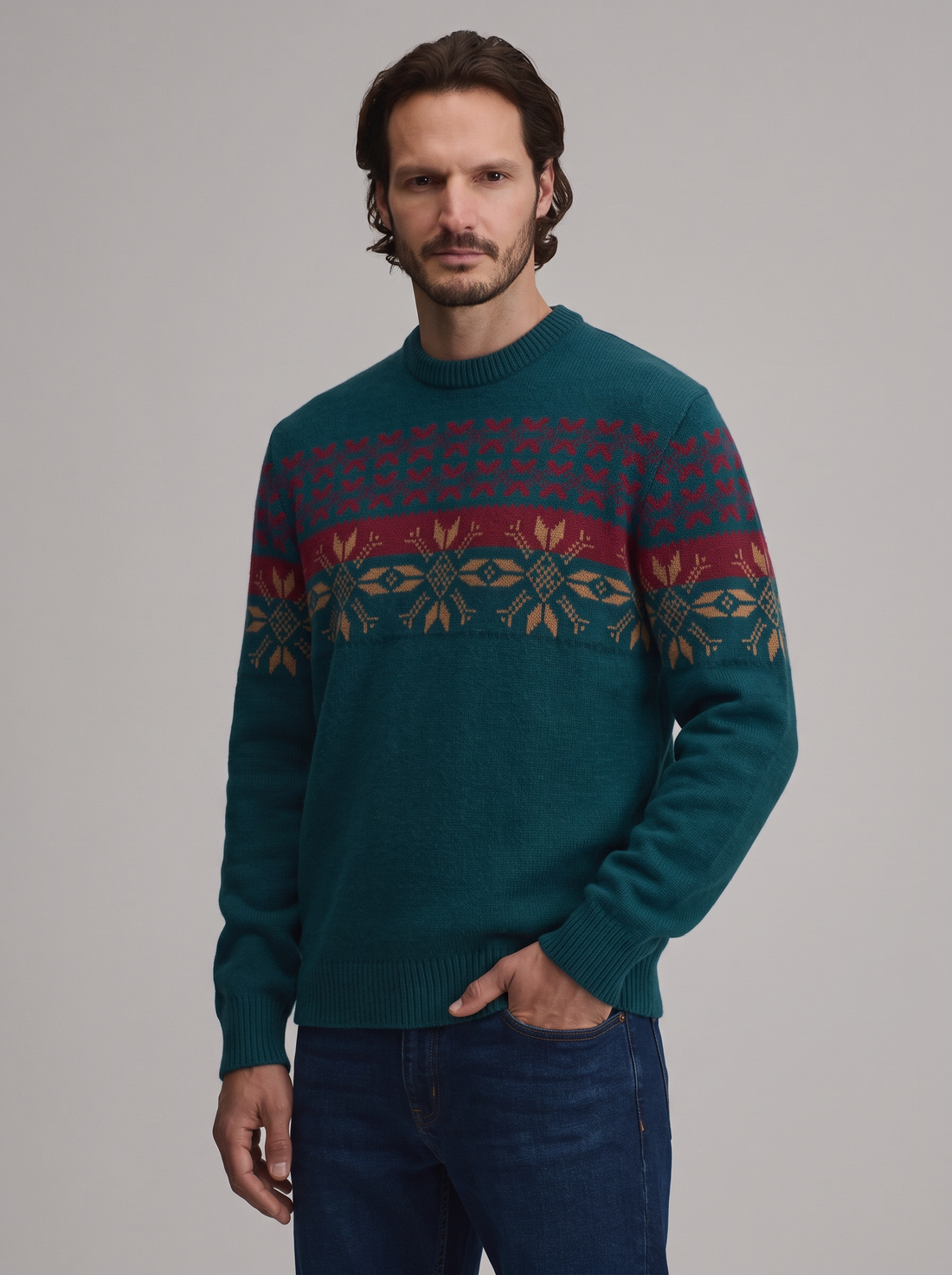 Men's Christmas Jumper in Teal