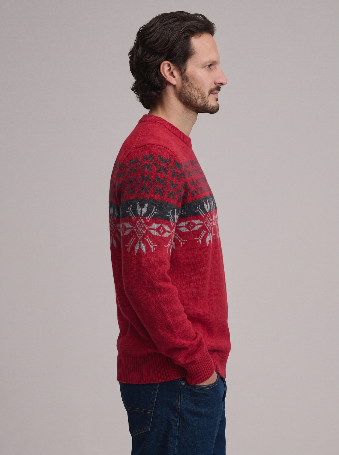Men's Christmas Jumper in Red – front view