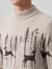 Men's Reindeer Christmas Jumper – knitted reindeer close-up