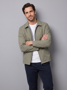 Men's sage green lightweight cotton-blend zip jacket