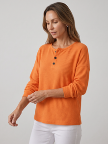 Women's Waffle Knit Jumper in Orange