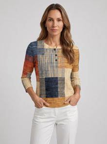 Women's Waffle Knit Jumper in Multicolour Patchwork