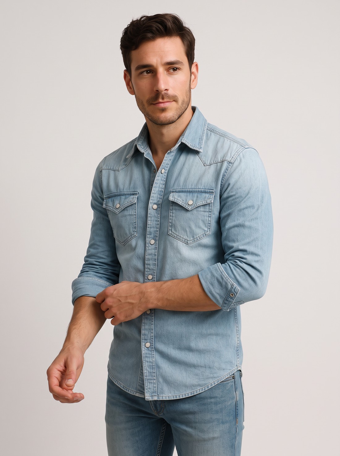 Men's Denim Shirt in Light Blue